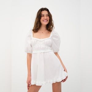 For Love And Lemons Jackson Mini Cotton Dress White Medium